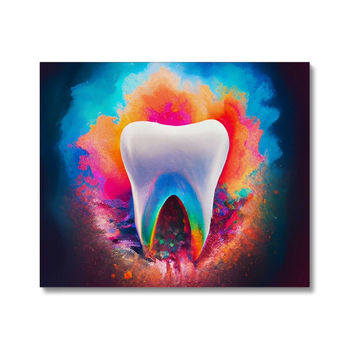 Tooth in Front of a Colour Explosion Canvas Prodigi