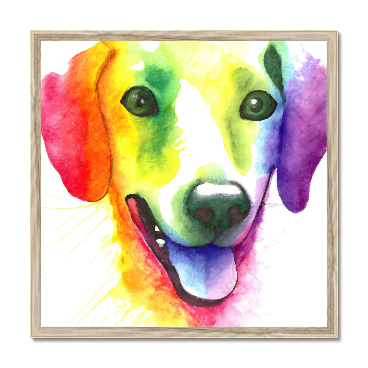 Happy Rainbow Dog Framed Print Prodigi