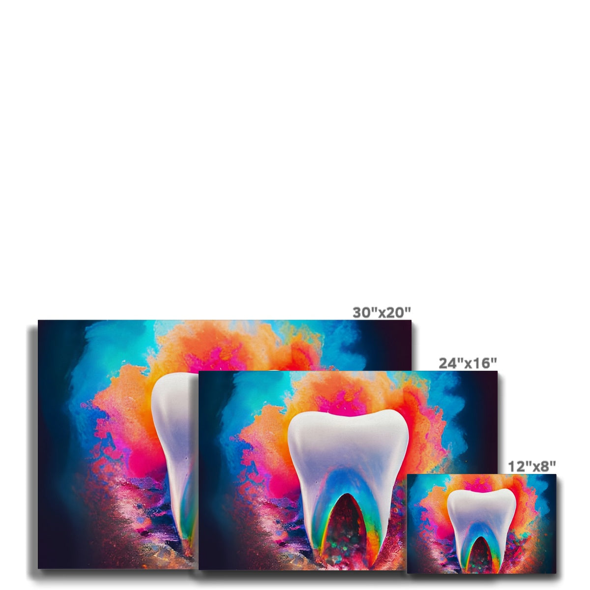 Tooth in Front of a Colour Explosion Eco Canvas Prodigi